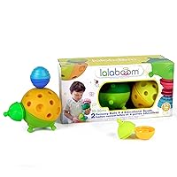 Lalaboom - 12 Piece Sensory Baby Toddler Balls and Montessori Educational Shape and Color STEM Construction Toy 10 Months to 3 Years - BL900, Multicolor