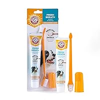 Arm & Hammer for Pets Fresh Breath Kit for Dogs | Contains Toothpaste, Toothbrush & Fingerbrush | Reduces Plaque & Tartar Buildup | Safe for Puppies, 3-Piece Kit, Vanilla Ginger Flavor