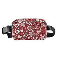 Valentine's Day Red Heart Fanny Pack for Women Men Belt Bag Crossbody Waist Pouch Waterproof Everywhere Purse Fashion Sling Bag for Running Travel
