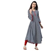 Yash Gallery Women's Cambric Cotton Printed A-Line Kurtis