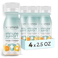 Vitaminis - Immunity Shots - Our Vitamin-Rich Orange Pineapple Juice with Vitamin C, Zinc and Magnesium, No Added Sugar & Shelf Stable for Kids, Women, & Men (2.5 Fl. Oz, Pack of 4)