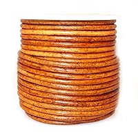 Round Leather Cord 2mm for Jewelry Making & DIY Craft Work, Leather String Cord for Bracelets Necklace, Genuine Leather Cording for Beading & Braiding, 21.87 Yards (Medium Brown)
