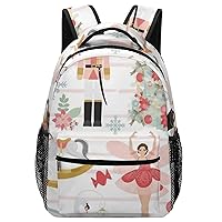 Nutcracker Dream Travel Laptop Backpack Casual Daypack with Mesh Side Pockets for Book Shopping Work