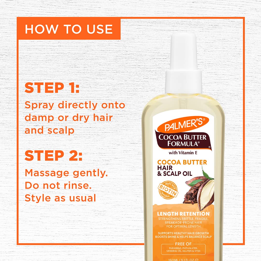 Palmer's Cocoa Butter & Biotin Length Retention Hair and Scalp Oil, 5.1 Ounce