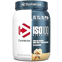 ISO100 Hydrolyzed Protein Powder, 100% Whey Isolate Protein, 25g of Protein, 5.5g BCAAs, Gluten Free, Fast Absorbing, Easy Digesting, Gourmet Vanilla, 20 Servings
