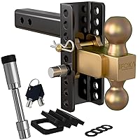 Adjustable Trailer Hitch, 6 Inch Drop Hitch Ball Mount, 20,000 LBS GTW, Tow Hitch for Heavy Duty Truck with Double Hitch Locks and Pin, Solid Shank (2 Inch Receiver)
