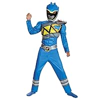 Blue Power Rangers Costume for Kids. Official Licensed Blue Ranger Dino Charge Classic Muscle Power Ranger Suit with Mask for Boys & Girls, Small (4-6)