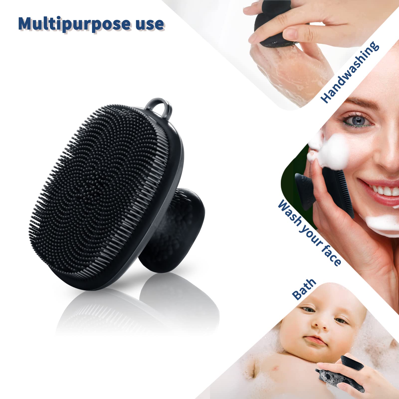 Silicone Face Scrubber for Men ,Manual Waterproof Cleansing Skin Care Face Wash Brushes for Facial Cleansing and Exfoliating (Black)