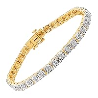 Dazzle Touch 925 Sterling Silver 9.00Ct Round Cut Simulated Diamond Tennis Bracelet in 7