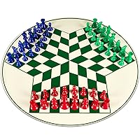 Husaria Wooden Three-Player Chess - 12 Inches - with Foldable Board,  Handcrafted Playing Pieces, and Felt-Lined Storage