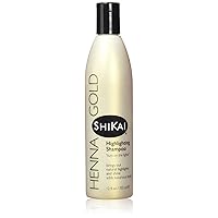 ShiKai Henna Gold Highlighting Shampoo (12 oz) | Hydrating Hair Brightener Enhances Natural Highlights | Add Shine & Volume to Dull Hair
