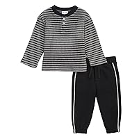 Splendid Kids Afternoon Stripe Long Sleeve Set for Baby Boy and Infant, Charcoal Stripe, 12-18 Months US