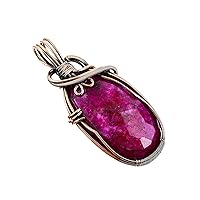 Natural Gemstone Pendant Copper Wire Wrapped Jewelry Necklace