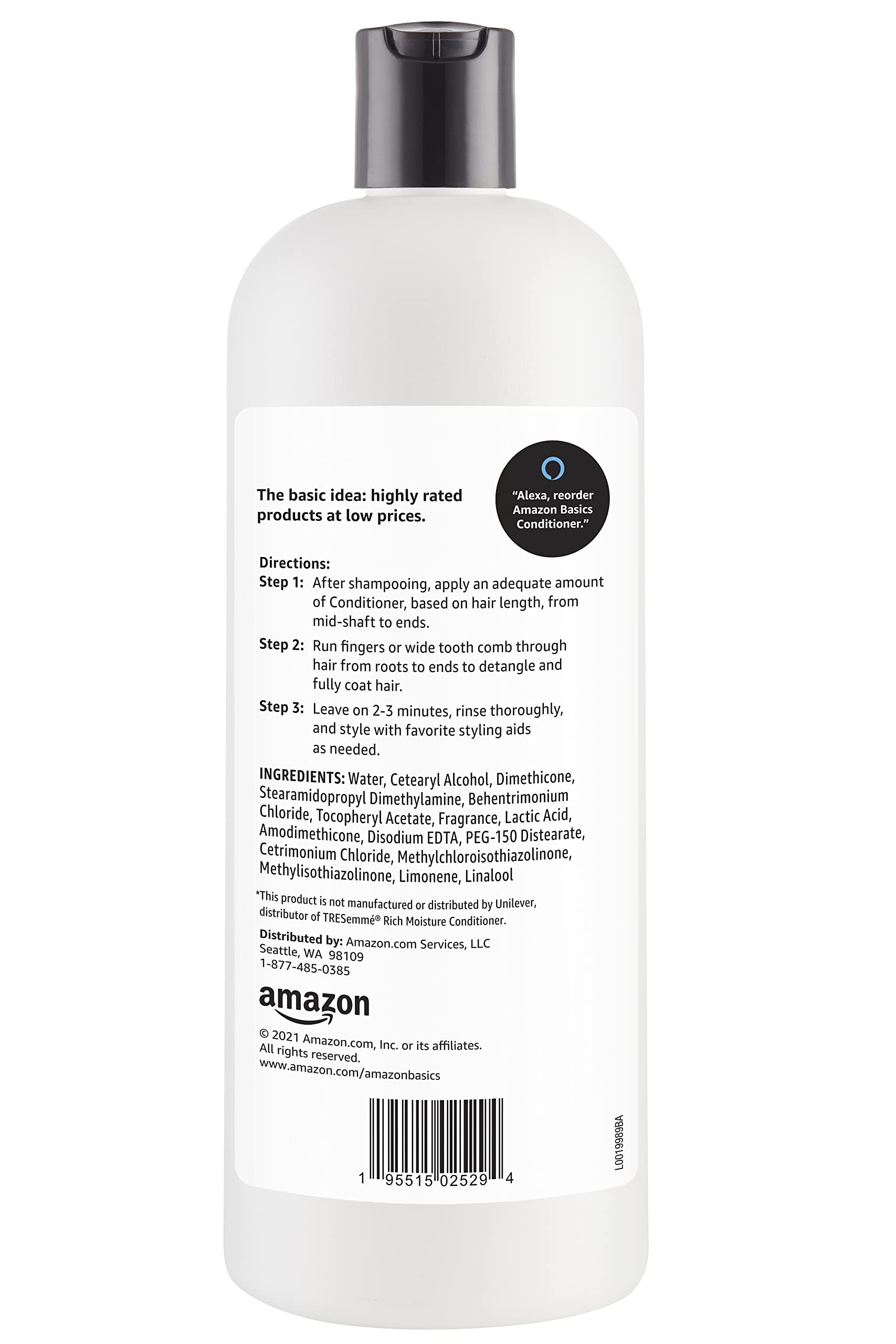 Amazon Basics Moisture Rich Conditioner, 28 Fluid Ounce (Pack of 4)