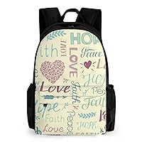 Faith Hope Love Floral Pattern Travel Laptop Backpack for Men Women Casual Basic Bag Hiking Backpacks Work