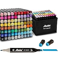 ABEIER 80 Colors Alcohol Based Markers, Dual Tip Drawing Markers Set, plus 1 Colorless Blender Pen, Permanent Sketch Animation Markers for Kids, Plumones, Adults Coloring and Artist Illustration