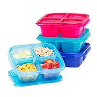 Original Stackable Snack Boxes - Reusable 4-Compartment Bento Snack Containers for Kids and Adults, BPA-Free and Microwave Safe Food and Meal Prep Storage, Set of 4 (Jewel Brights)