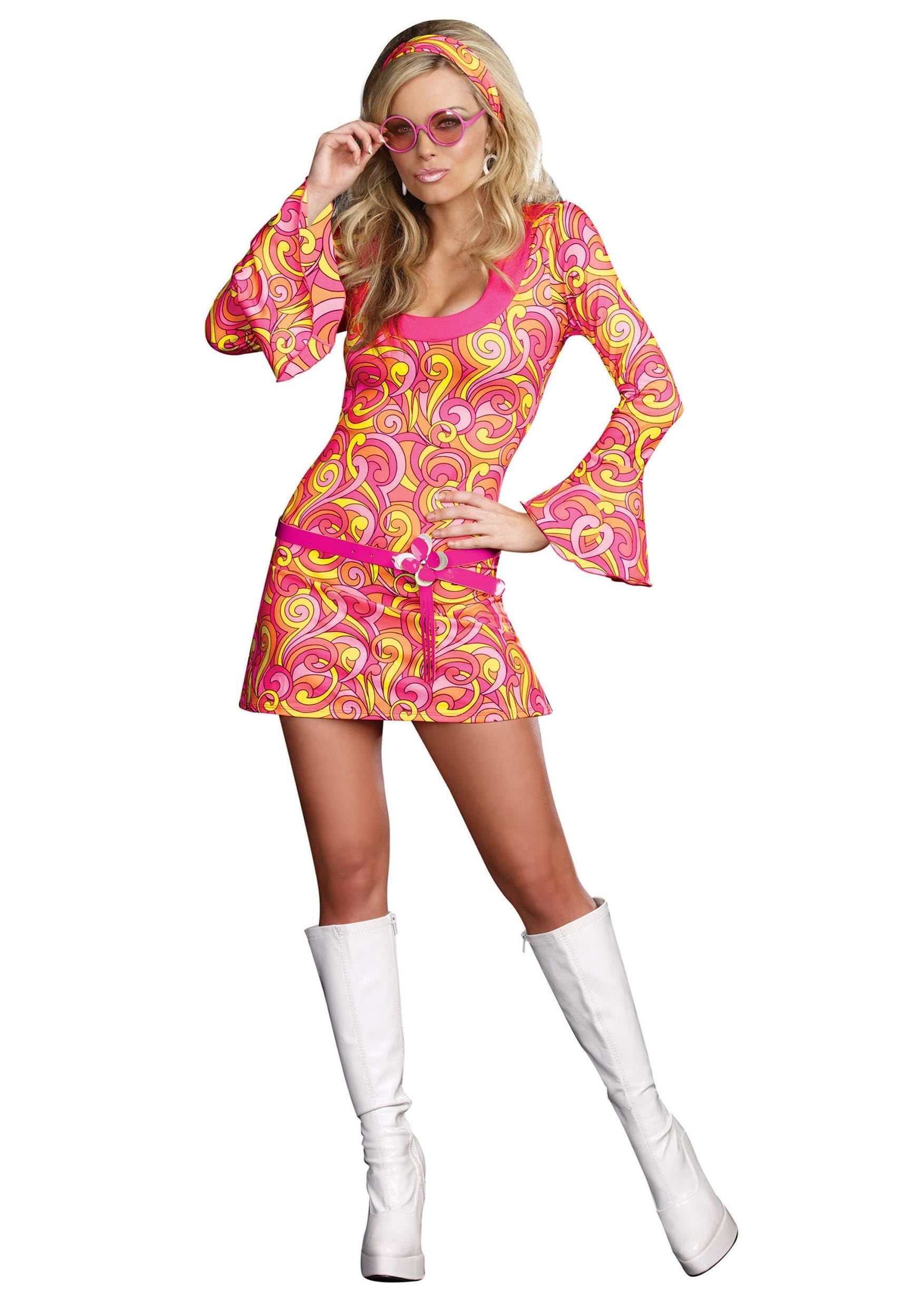 Dreamgirl Adult Womens 70s Disco Costume, Groovy Go Go Dancer Outfit, Womens Go Gorgeous Halloween Costume