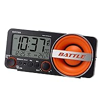 RHYTHM 8RZ230SR02 Alarm Clock, Radio Clock, Loud 1,000 Patterns, Electronic Sound, Alarm, Backlight, Digital, Fit Wave Battle 230, Black, 3.3 x 7.2 x 2.3 inches (8.5 x 18.4 x 5.8 cm)