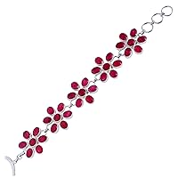 Correndom Ruby Gemstone 925 Solid Sterling Silver Bracelet Attractive Designer Jewellery For Girls
