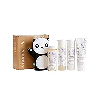 The Honest Company Lavender Bathtime Essentials Bundle | Shampoo + Body Wash, Conditioner, Face + Body Lotion, Bubble Bath, Panda Bath Mitt | Naturally Derived, Tear-Free, Hypoallergenic