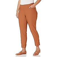 SLIM-SATION Women's Pull on 28 Inch Solid Fine Line Twill Ankle Pant