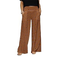 Women's Wide Leg Pants with Pockets Org and Black Design