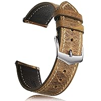 Leather Watch Band, Italian Crazy Horse/Oil-Waxed/Vegetable-Tanned Leather, Quick Release Watch Strap for Men and Women, Band Width 18mm 19mm 20mm 21mm 22mm