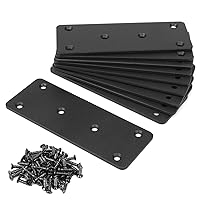 10 Pack Black Flat Mending Plate, 5×1⅞×⅛ inches Straight Braces, Steel Heavy Duty Mending Joining Plates Repair Fixing Bracket Connector with Screw