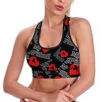 I Heart My Pit Bull Dog Women's Sports Bra Wirefree Breathable Yoga Vest Racerback Padded Workout Tank Top