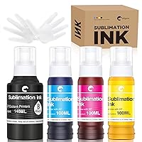 Hiipoo 440ML Sublimation Ink Refilled Bottles Compatible for Epson ET2400 ET2720 ET2760 ET2750 ET4800 ET-2800 ET-2803 ET-2850 Inkjet Printers Heat Press Transfer on Mugs T-Shirts