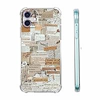 Old Newspaper Collage Case for iPhone 12,Aesthetic Vintage Retro Pattern Case,Soft TPU Full Cover Case for iPhone 12