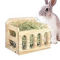 Rabbit Hay Feeder, Wooden Rabbit Hay Rack, Grass Feeding Shelf Dispenser, Hay Holder for Small Pets Bunny Guinea Pig Chinchilla (23.5x13.5x17cm)