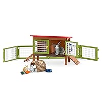 Schleich Farm World, Easter Toys for Boys and Girls Ages 3-8, 8-Piece Playset, Rabbit Hutch and Bunny Playpen Toy Set