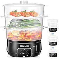 3 Tier Electric Food Steamer for Cooking, 13.7QT Vegetable Steamer for Fast Simultaneous Cooking, Veggie Steamer, Food Steam Cooker, 60 Minute Timer, BPA Free Baskets, 800W(Black)