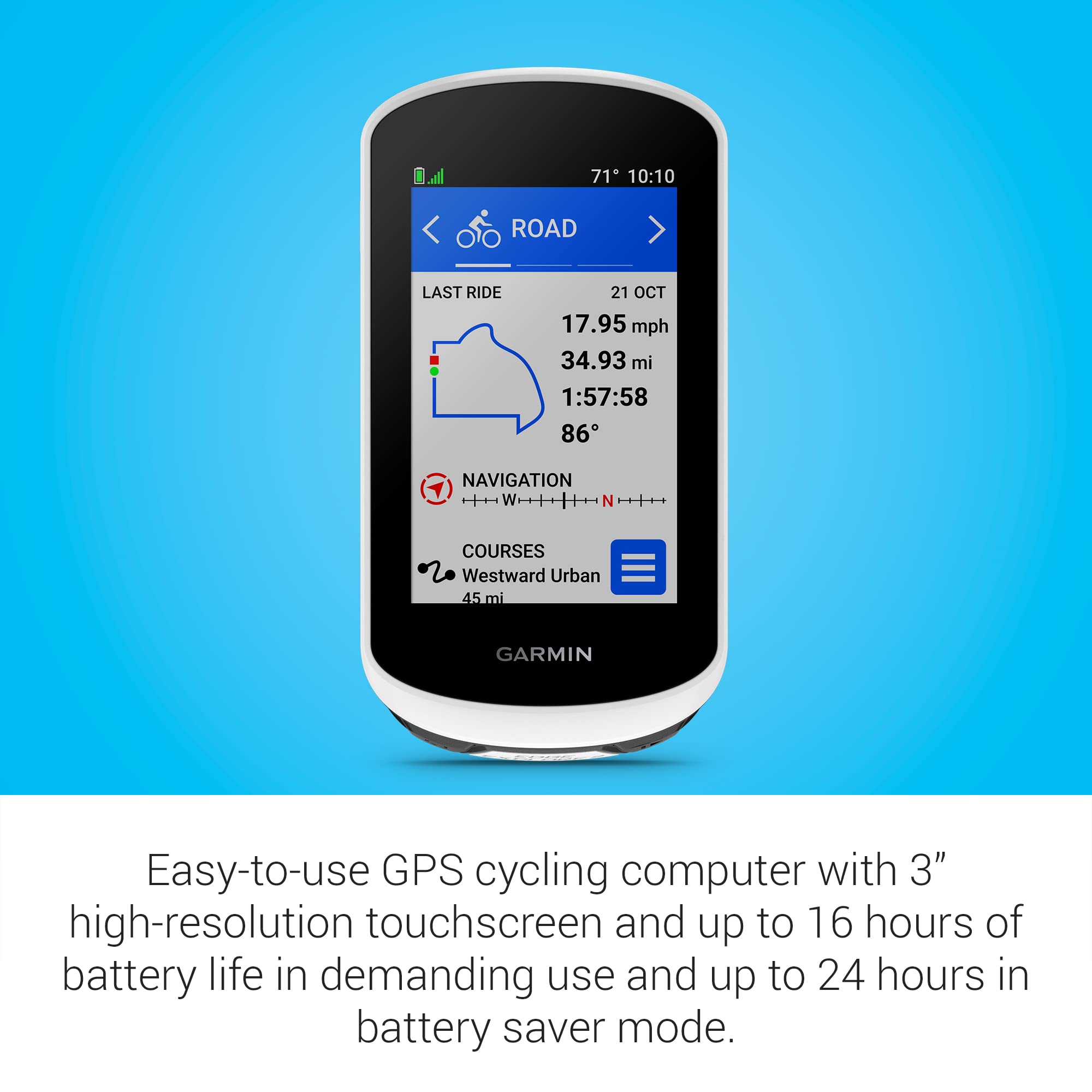 Garmin Edge® Explore 2, Easy-To-Use GPS Cycling Navigator, eBike Compatibility, Maps and Navigation, with Safety Features