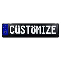 Custom Black German License Plate (Plate with White Text + Frame)
