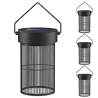 Mlambert Solar Lantern Outdoor Waterproof, Solar Hanging Lights Table Lamp, Solar Powered Outdoor Lights for Patio, Garden, Yard, Metal Decorative Lighting with Hook, 4-Pack