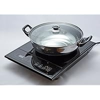 Total Chef TCIS11BNG Induction Cooktop with Bonus Pan and Glass Lid Black