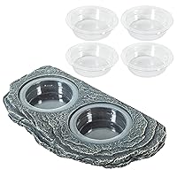 REPTIZOO Reptile Magnetic Feeder Ledge, Double Bowl Reptile Food Dish with 6PCS Feeding Cups Food Water Feeder for Crested Gecko Lizard Chameleon Pets
