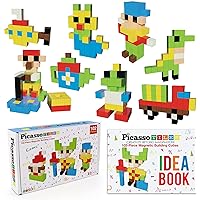 PicassoTiles 105 Piece Engineering Kit, 102 Piece Magnetic Puzzle Cube, Building Block Set Kids Construction STEM Learning Toys w/IdeaBook, Power Drill, Clickable Ratchet, 1