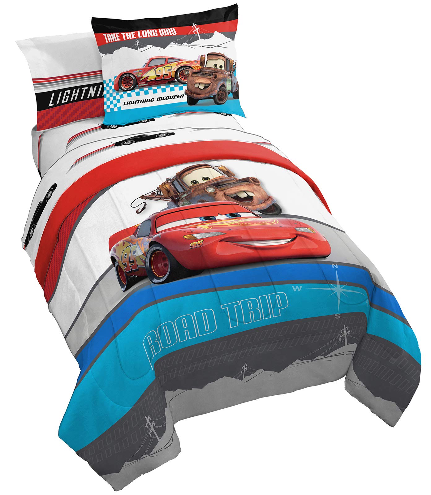 Disney Pixar Cars Racing Machine 5 Piece Twin Bed Set - Includes Comforter & Sheet Set - Bedding Features Lightning McQueen - Super Soft Fade Resis...