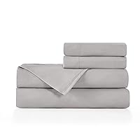 Queen Size Sheet Set Breathable Cooling Sheets Easy Fit, Extra Soft Deep Pockets Hotel Bed Sheets Wrinkle Free Grey Bed Sheets, 4 Piece Set Gray - Standard 100 by Oeko-Tex, Queen Sheets 4 PC