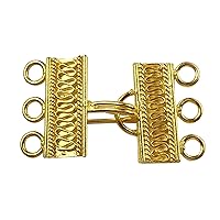18K Gold Overlay Multi Strand Clasp with 3 Holes CG-233-22X9MM