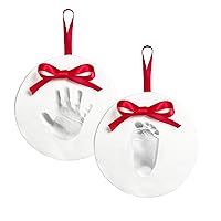 Pearhead Babyprints Baby's First Handprint or Footprint Ornament Kit, Easy No-Bake DIY Clay Impression Kit, Christmas Baby Gift, Baby Keepsake Ornament, Pack of 2