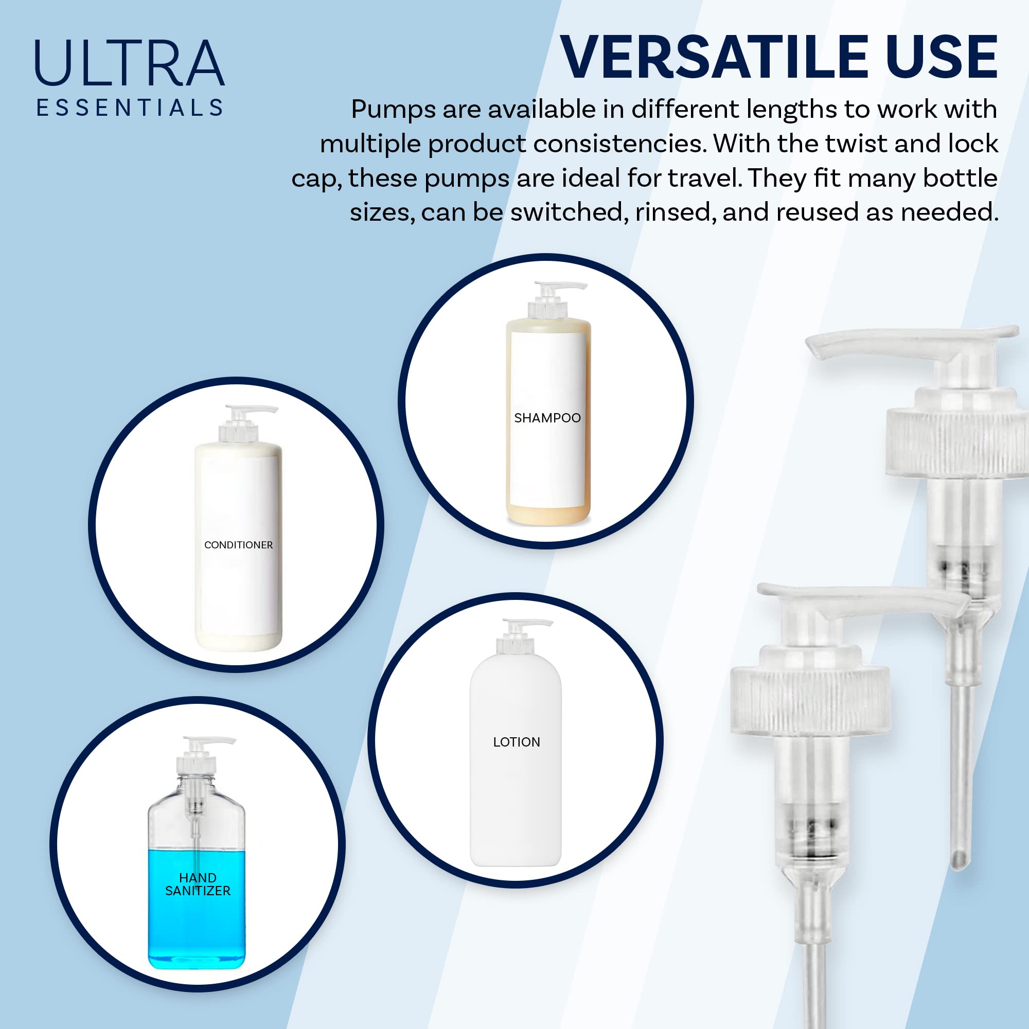 Dispenser Pumps Compatible with No. 4 Shampoo and No. 5 Conditioner 8.5oz, 250ml Size Bottles, Two Pumps Only by Ultra Beauty Essentials (No. 4 & No. 5)