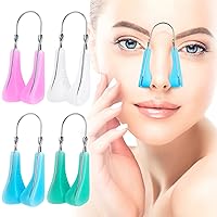 PAGOW 4 Pack Nose Shaper Lifter Clip, Soft Silicone Beauty Up Lifting Nose Shaperes, Wide Crooked Nose Corrector for Men, Women, Girls, Ladies (4 Color : Blue, White, Pink, Green)