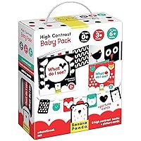 High Contrast Baby Pack - includes 7 Double-Sided Flash Cards and 2 Accordion Books Designed for Babies Ages 0 to 1 Year