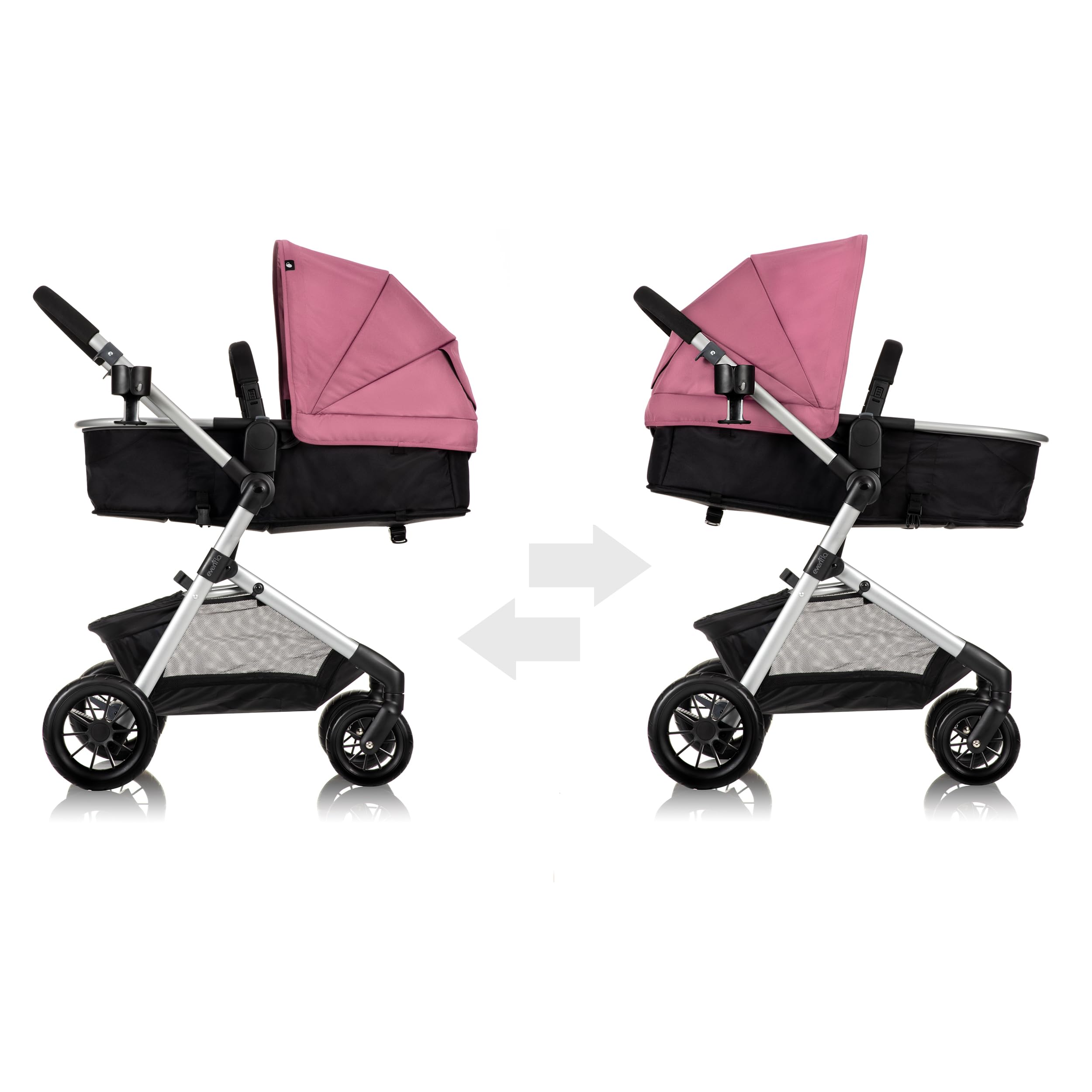 Evenflo Pivot Modular Travel System with LiteMax Infant Car Seat with Anti-Rebound Bar (Dusty Rose Pink)