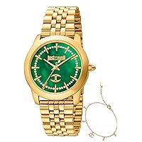 Just Cavalli Analog Quartz Watch Woman with Stainless Steel Strap JC1L211M0075, Green, Fashion